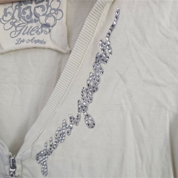 Guess Vintage 100% Cotton Zip-Up Hoodie Jacket Women’s M Butter Yellow Y2K Style - Picture 4 of 13